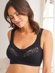 Baumwoll-BH Komfort Plus - Schwarz geblümt - female - Size: 95C
