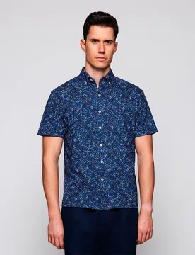 Camisa de punto de hombre estampado floral manga corta - Mirto - FashionsVida