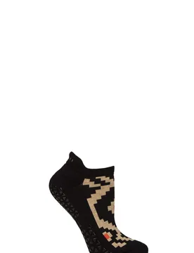 Women's 1 Pair Savvy Organic Cotton Low Rise Yoga Socks with Grip Terrain Small - Black - Size: Small - Tavi Noir - FashionsVida