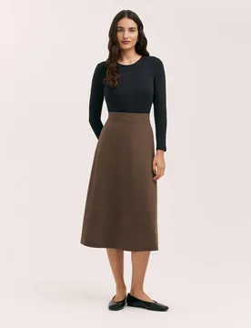Jersey Midi A-Line Skirt Brown female - Finery London - FashionsVida
