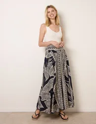 Deep Waist Extra Wide Flowy Trousers - S/M / NAVY - female