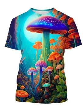 Psychedelic Mushroom Pattern T Shirts For Men Summer Trend Short Sleeve 3D Printed O Neck T-shirt Cool Streetwear Kids Tees Tops - Aliexpress - FashionsVida