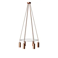 Cables Lampe Suspendue Sans Ampoule Cage 6 Drops Tub-e14 Satin Copper / Glittering Copper One Size