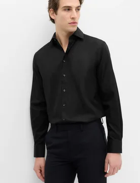 Regular Fit Luxury Cotton Twill Shirt Black male - M&S SARTORIAL - FashionsVida