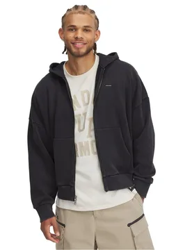 Mens Hwt Fleece Wash Full-Zip In Black - Size 2xl - Under armour - FashionsVida