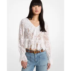 Blusa de mujer de encaje floral definido