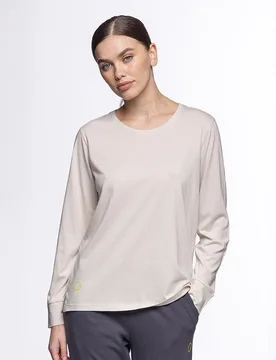 Camiseta de mujer de manga larga de algodón y modal - Punto Blanco - FashionsVida