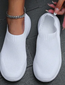 Zapatillas deportivas para mujer de primavera y otoño 2025, de moda casual, blancas, ligeras, transpirables, de slip-on, antideslizantes, con parte s - Shein - FashionsVida
