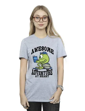 Women's Reading Awesome Mike Cotton Boyfriend T-Shirt in Grey Size: XL - Grey - Size: XL - Disney - FashionsVida