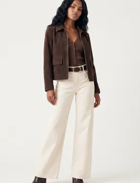 Womens Suede Jacket In Chestnut - W.33 - FashionsVida