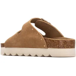 Sandalias planas de mujer de piel