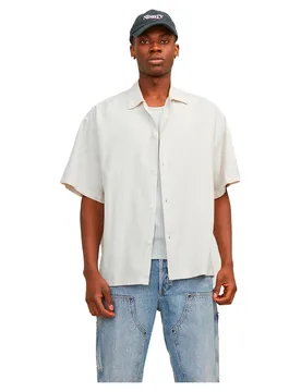 Chemise à Manches Courtes Faro Linen Oversized Moonbeam S - Jack & jones - FashionsVida