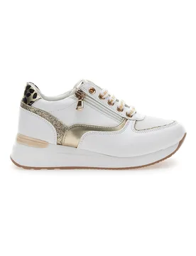 Sneakers Bianche con dettagli Dorati e Platform L8481 32 - Laura Biagiotti - FashionsVida