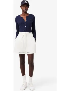 Bermudas de mujer oversized de mezcla de lino vaporoso en azul - Lacoste - FashionsVida