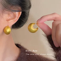 Fashion Matte Hollow C-Shaped Earrings Unique Minimalist Ear Studs Hypoallergenic Jewelry for Daily Wear