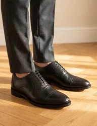 Wide Fit Leather Oxford Brogues Black male