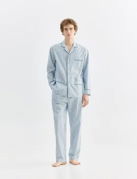 Pijama de popelin de hombre tejido rayas - Emidio Tucci - FashionsVida