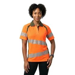 Polo à Manches Courtes Accelerate Safe 19093 Hi-Vis Orange / Moss Green L