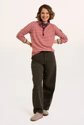 Women's Marley Stripe Polar Fleece 1/4 Zip Sweatshirt in Pink Size: 12 - Pink - Size: 12