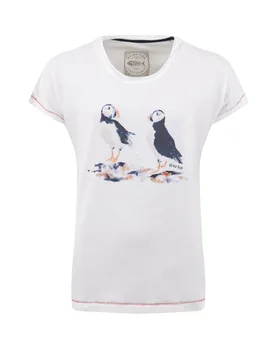 Weird Fish Puffins Front Print Graphic T-Shirt Size 10 - new-arrivals all new-arrivals womens women women all-womens women tshirts-and-tops women tshi - White - FashionsVida