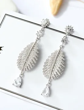 Fashionable lady's feather earrings - Korean version, made of 925 silver, popular ear accessories with a hook design - Aliexpress - FashionsVida