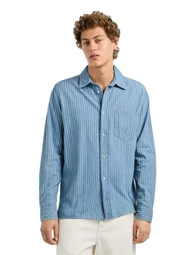 Camicia A Maniche Lunghe Kent Stripe Denim S - Pepe jeans - FashionsVida