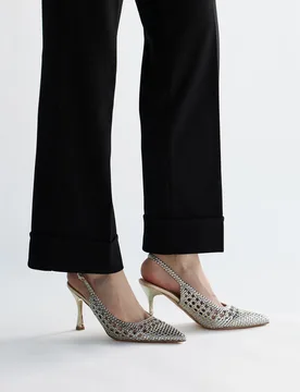 Décolleté oro e argento con strass e cinturino P660 38 - FIRST LADY - FashionsVida
