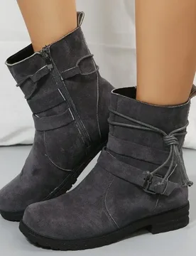 Women's Chelsea Boots Ankle Retro Shoes Round Toe Medium Heel Suede Goth Casual Motorcycle Boots Gladiator Walking Zapatos Mujer - Aliexpress - FashionsVida