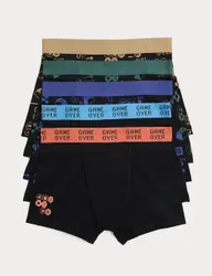 Pack Cotton with Stretch Gaming Trunks (5-16 Yrs) Black Mix male