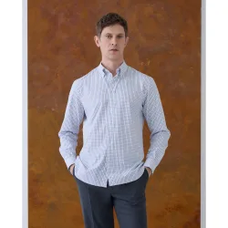 Camisa sport hombre algodon elastano manga larga