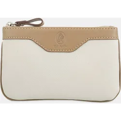 Monedero doble con llavero interior fabricado en piel vacuno y lona canvas color negro