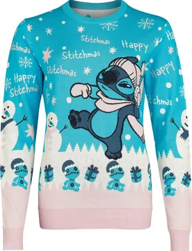 Disney Weihnachtspullover - Happy Stitchmas Snowball - S bis XXL - für Damen - Größe S - multicolor - Lizenzierter Fanartikel - Frauen - female - Lilo & Stitch - FashionsVida