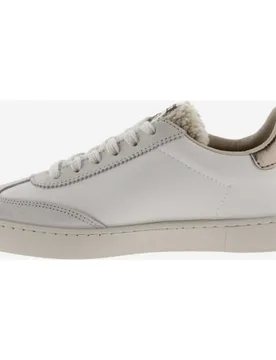 Zapatillas deportivas de mujer con piezas de serraje y logotipo de glitter - Victoria - FashionsVida