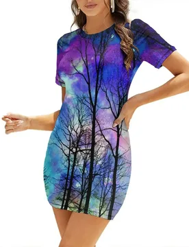 The purple sky Short-Sleeved Dress women formal occasion dresses ceremony dresses elegant dresses plus sizes - Aliexpress - FashionsVida