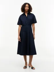 POPLIN FLRE SS MIDI SHRT DRS female