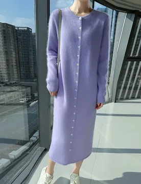 Fall/Winter 2025 Loose New Mink Cashmere Dress Lapel Long Dress Knitted Plus Size Sweater - Aliexpress - FashionsVida