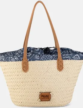 Bolso capazo de rafia medano con asas al hombro y forro paisley - Kbas - FashionsVida