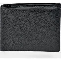 Cartera tipo americano con monedero de piel granulada en marrón oscuro