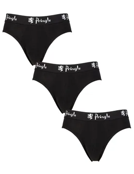 Mens 3 Pack Cotton Briefs Black XL - Black - Size: Extra Large - Pringle - FashionsVida