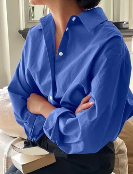 Camisa de manga larga con botones de algodón para uso casual y trabajo, ropa de otoño para mujeres L - Shein - FashionsVida
