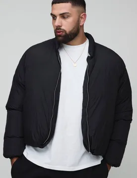 Herren Plus Mono Gepolsterte Oversized Bomberjacke Black Größe 3XL - boohooMAN - FashionsVida