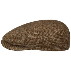 Wool Herringbone Driver Flat Cap by - light brown - Size: S (54-55 cm)