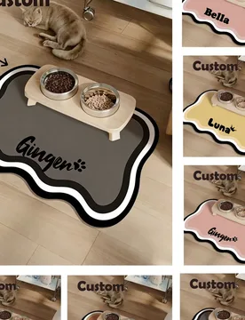 Alfombrilla de alimentación para mascotas personalizable de secado rápido con nombre personalizado - Diseño a prueba de salpicaduras, absorbente y - Shein - FashionsVida