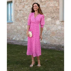 Vestido largo estampado con escote cruzado