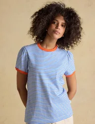 Pure Cotton Striped T-Shirt Blue Mix female
