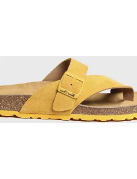 Sandalias planas de mujer de serraje con hebilla - Toni Pons - FashionsVida