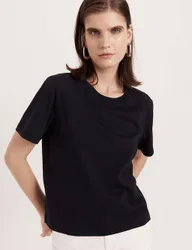 Pure Cotton Crew Neck T-Shirt Black female