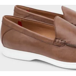 Mocasines venecianos de hombre de piel y suela de goma ancho especial