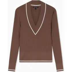 Jersey de mujer cuello pico con viscosa