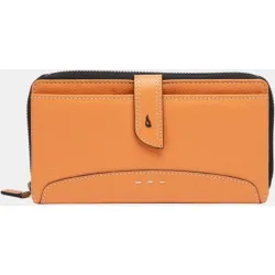 Cartera extra grande de piel con costuras